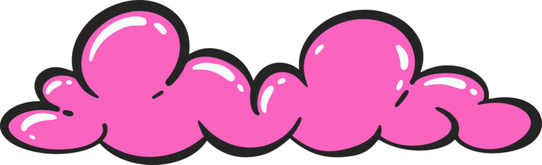 Pink soap foam with bubbles. Bath suds illustration. Abstract funky playful design element. Colorful shampoo cloud