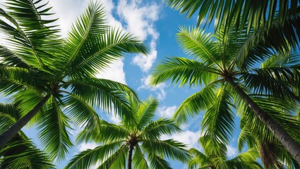 Close-up of vibrant green palm leaf textures