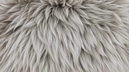 Fototapeta premium Close-up view of synthetic fur texture with a blank area for quotes or text. Top-down shot. Pale fur background.