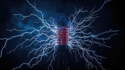 Electrifying demonstration of a coil producing lightning effects