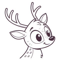 Cute deer cartoon illustration isolated on white background, perfect for childrens coloring books and holidaythemed designs