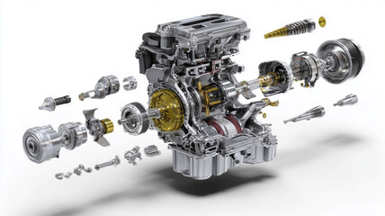 Exploded view of internal combustion engine