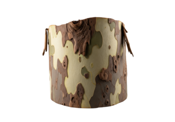 Mottled, peeling sycamore or eucalyptus tree bark with natural camouflage pattern, full object on a solid transparent studio background, precise observation of natural texture