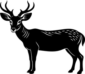 Elegant black and white deer silhouette vector