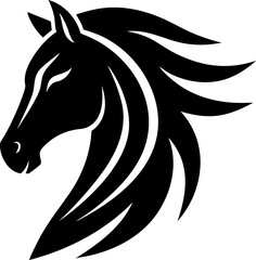 Elegant black horse head logo design vector