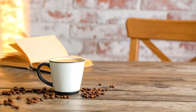 A cup of coffee, a book, and warm ambiance