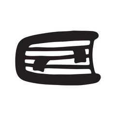 Doodle book with bookmark icon hand drawn in flat style. Knowledge and education symbol painted in grunge freehand style. Vector illustration isolated on white background