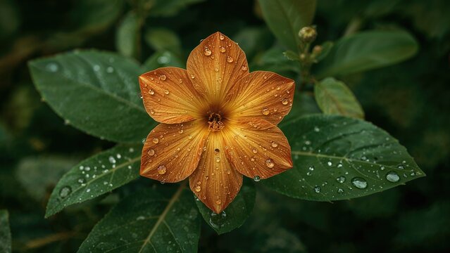 Tapak Dara flowers showcasing dew-covered foliage
