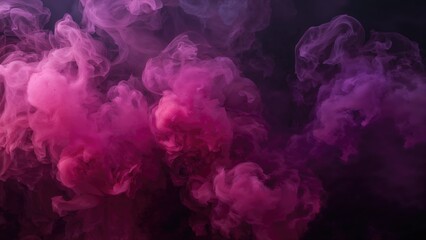 Fototapeta premium Spiraling magenta and violet smoke against a dim, obscure background