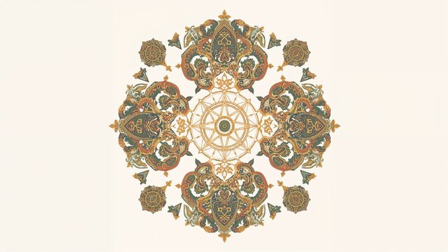 Decorative geometric motifs like fractals, pentagrams, astrology symbols, seals, tags, talismans, and runes