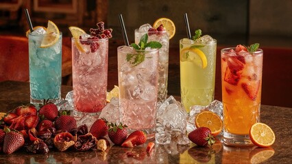 Refreshing Non-Alcoholic Drinks with Sweet Seltzer and Fruit