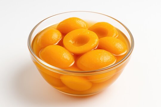 Tasty canned apricots soaked in syrup, presented in a bowl
