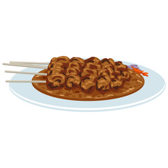 Sate Ayam Chicken Satay Illustration Vector