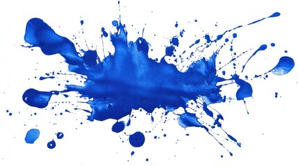 Fototapeta premium Abstract paint splatter in blue on white