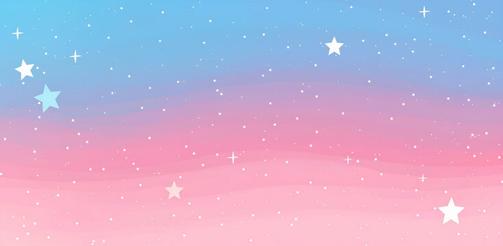 Fototapeta Pastelowe tło z gwiazdami. Bajkowe, różowo-niebieskie niebo. Koncepcja snu i fantazji.