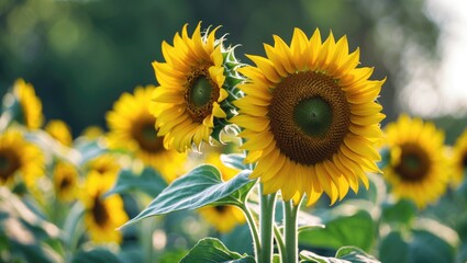 Vivid sunflower blossom with a gentle nature-themed bokeh background