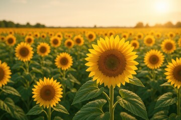 Fototapeta premium Sunflower Meadow During Summer's End