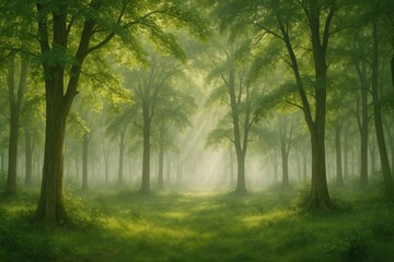 Fototapeta premium Hazy summer atmosphere in woodland areas