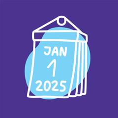 Doodle calendar schedule icon hand drawn with thin line and colorful blob. Vector illustration