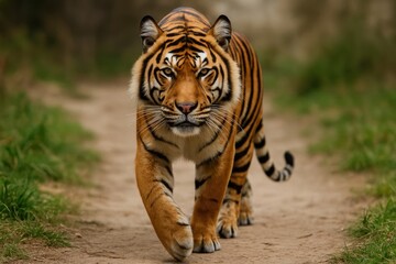 This rare wild feline, facing extinction, searches for prey in the wilderness.