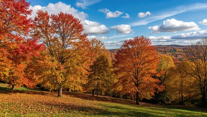 Beautiful autumn park with pleasant weather