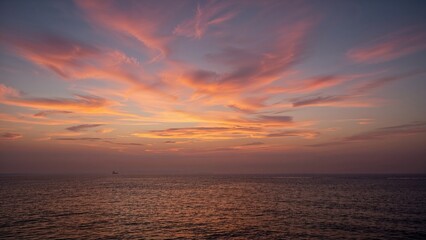 Spectacular nightfall coastal vista