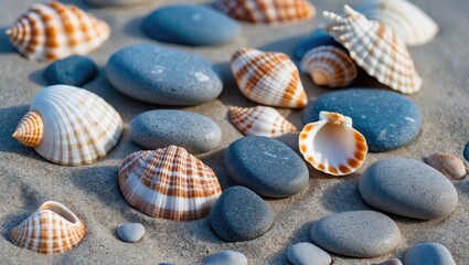 Beachside Collection of Stones and Seashells