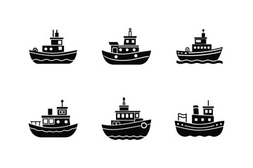 tugboat icon silhouette vector illustration