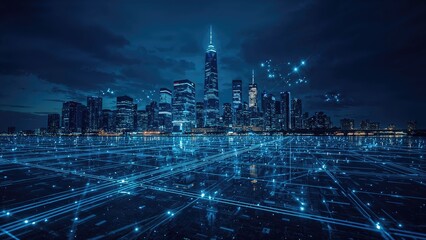 Fototapeta premium Intelligent urban area and connectivity system idea