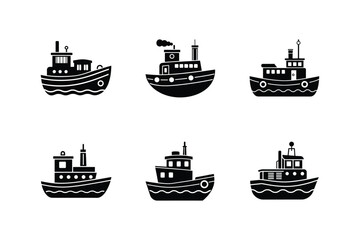 tugboat silhouette vector illustration