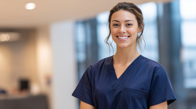 Portrait of a smiling young nurse in a hospital setting