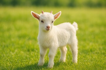 Fototapeta premium Single kid on a rural farm captured from the side