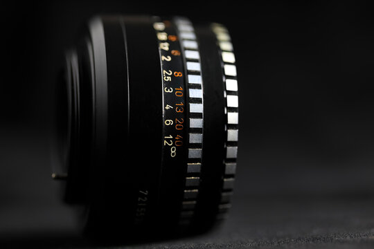 A 50 mm fixed focal length lens designed for use with SLR cameras
