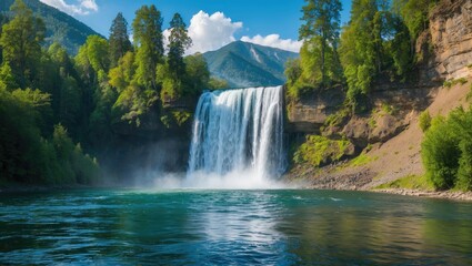 Fototapeta premium Explore the majestic Sipiso-piso Waterfall cascade