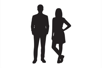 Couple silhouette in black and white, representing business and partnership icons