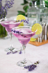 Margarita cocktail with aromatic lavender flavor