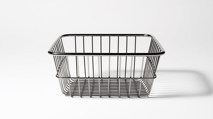 Metal wire basket with transparent background