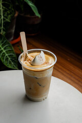 Iced Dalgona Coffee at home korea style,Korean coffee in seoul korea.