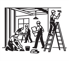 Interior Remodeling and Workplace Renovation Illustration