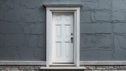 Small white entrance on a gray surface