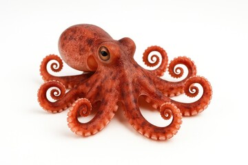 Isolated tiny octopus on a white background, ideal for seafood presentation