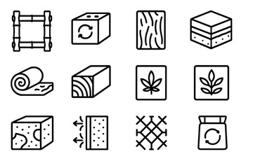 Hemp construction natural compressed tile section icons material sustainable vector icon earth