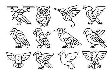 Naklejka premium Bird vector icon vulture wings visor mechanical cyber signal back icons tail