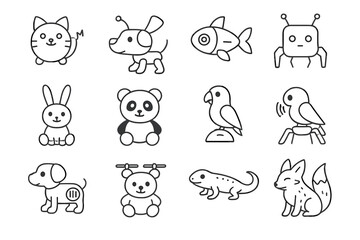 Bot icons dog helper small vector glowing icon robotic sensors loyal pet