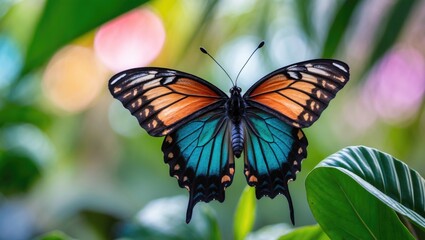 Fototapeta premium Close-up of a vividly colored butterfly against a softly focused background