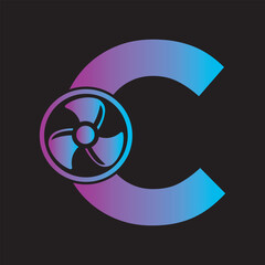 Obraz premium Initial Fan Logo combine with letter C vector template
