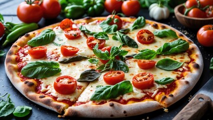 Delectable pizza featuring a variety of flavorful toppings