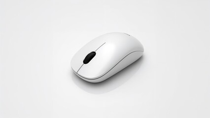 Black computer mouse on plain white surface for office use