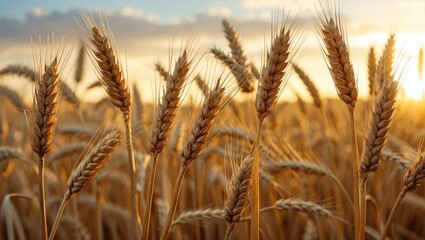 Fototapeta premium A sprawling landscape filled with ripe wheat crops
