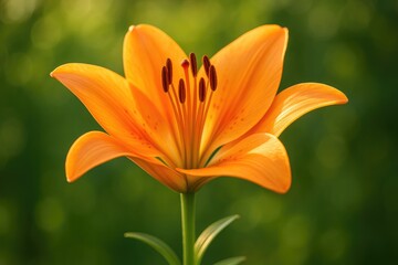 Obraz premium Macro shot of a bright orange lily flower